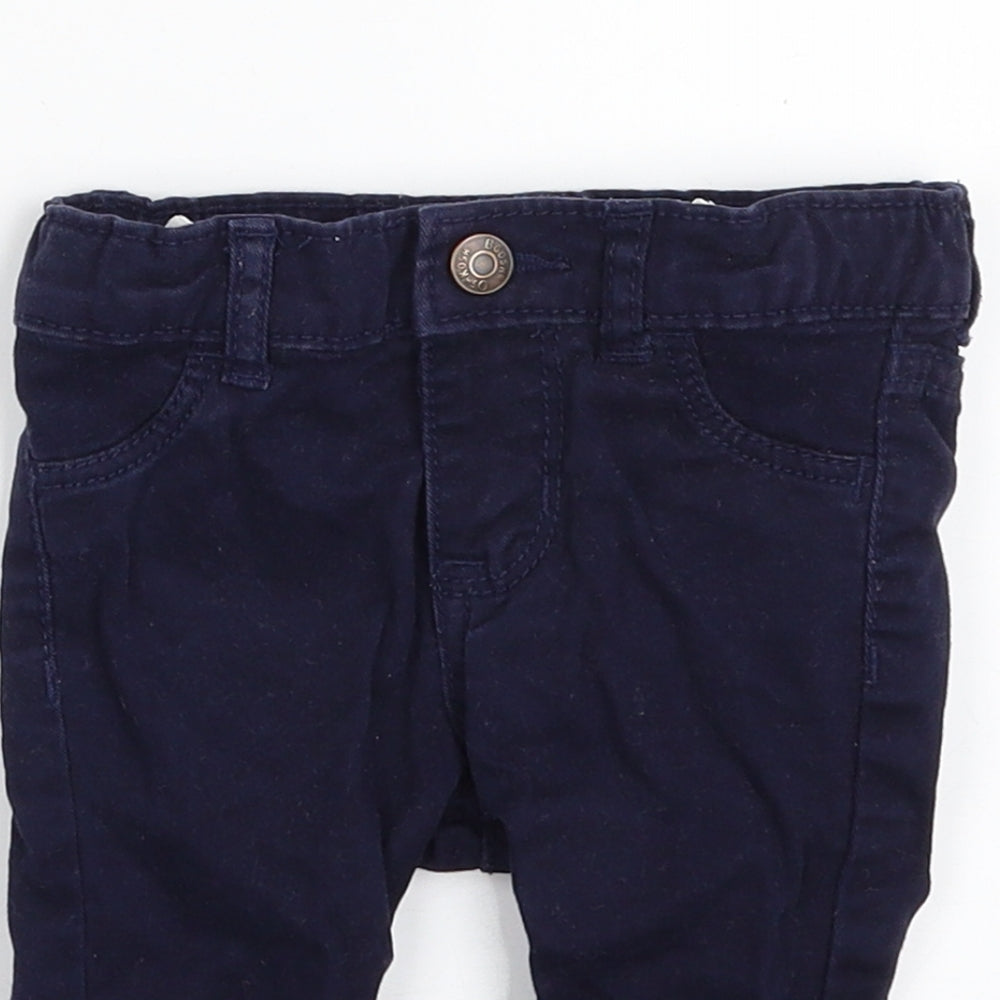 OshKosh B’gosh Girls Blue  Cotton Cropped Trousers Size 6-9 Months  Zip