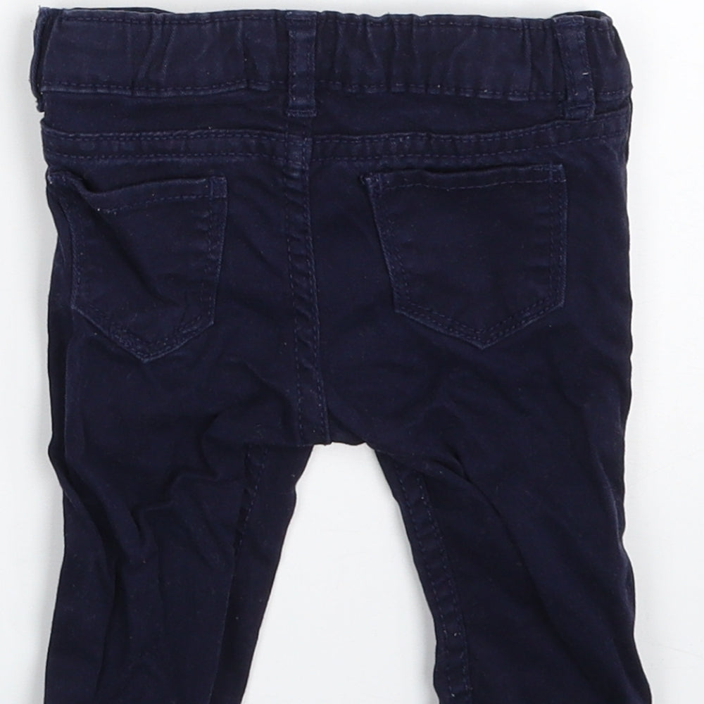 OshKosh B’gosh Girls Blue  Cotton Cropped Trousers Size 6-9 Months  Zip