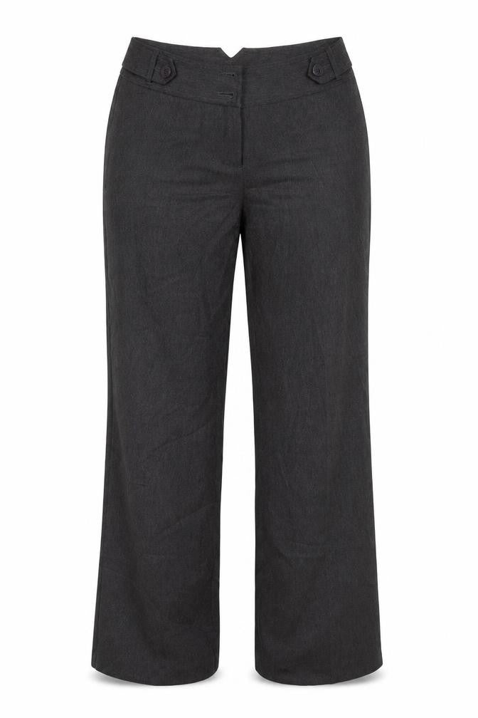 Editions Womens Grey Houndstooth Polyester Trousers  Size 12 L31 in Regular Zip