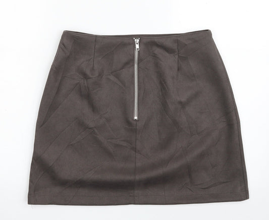 New Look Womens Beige  Polyester A-Line Skirt Size 12   Zip