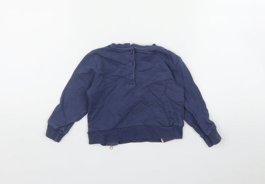 Very Girls Blue  Cotton Pullover Jumper Size 12-18 Months  Button - 'Stay Wild'