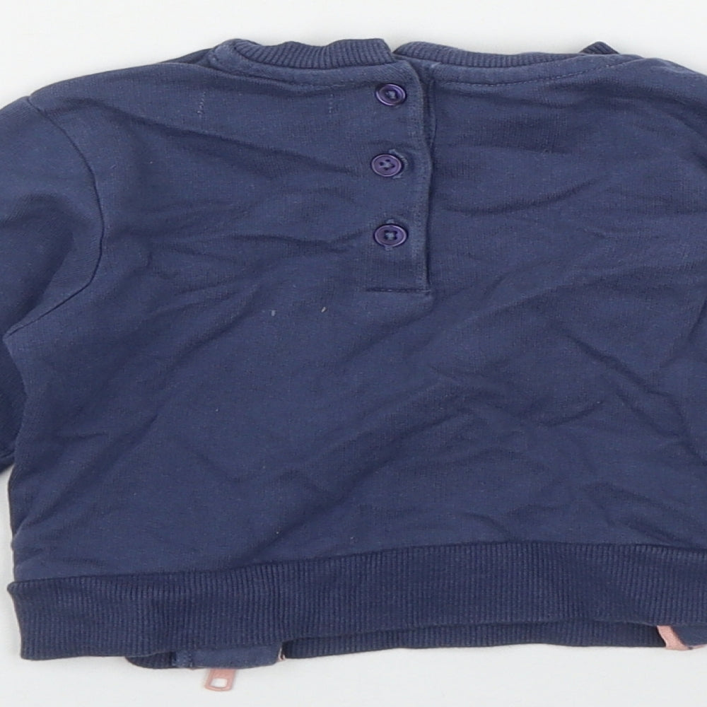 Very Girls Blue  Cotton Pullover Jumper Size 12-18 Months  Button - 'Stay Wild'