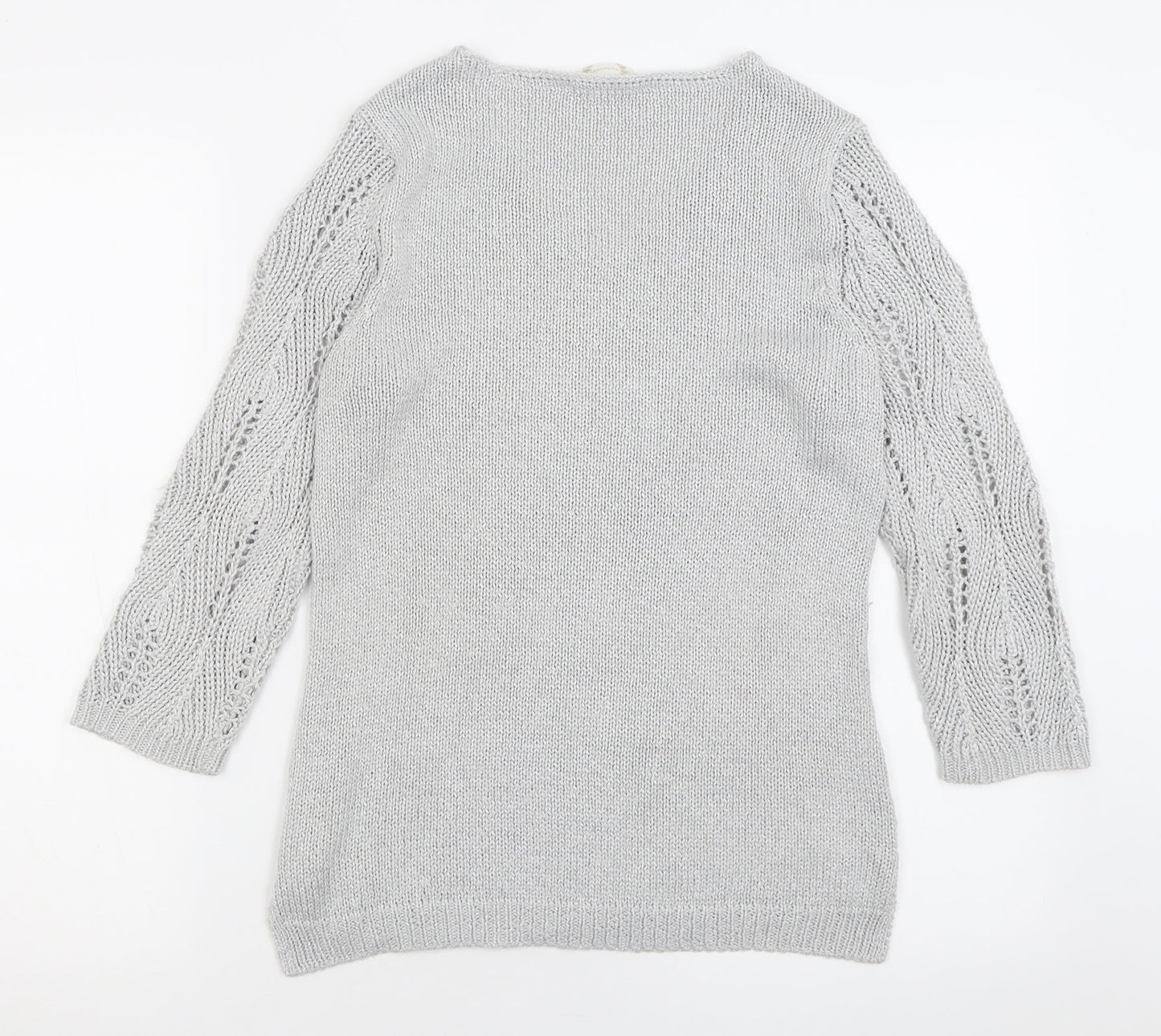 BHS Womens Grey V-Neck  Acrylic Pullover Jumper Size 12