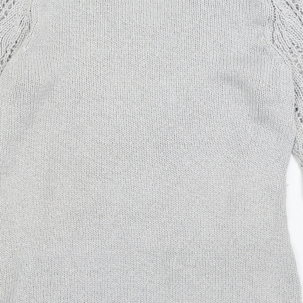 BHS Womens Grey V-Neck  Acrylic Pullover Jumper Size 12
