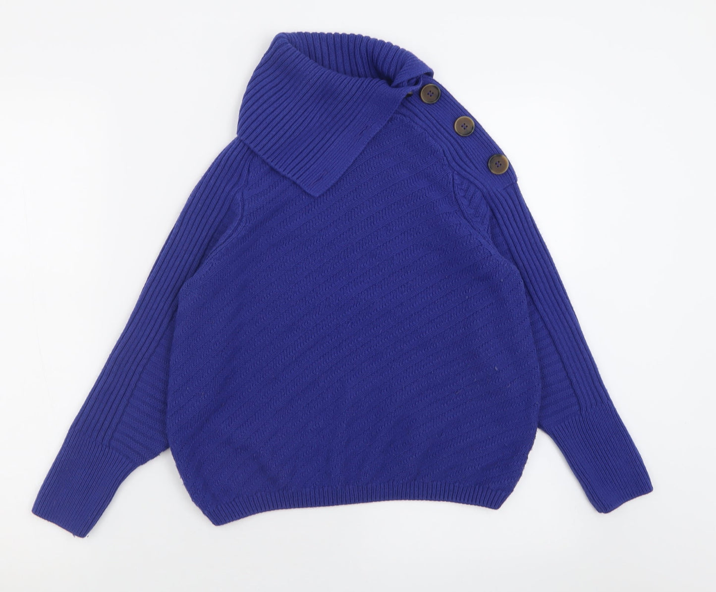 Marks and Spencer Womens Blue High Neck  Acrylic Pullover Jumper Size S