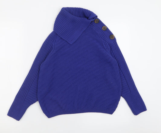 Marks and Spencer Womens Blue High Neck  Acrylic Pullover Jumper Size S