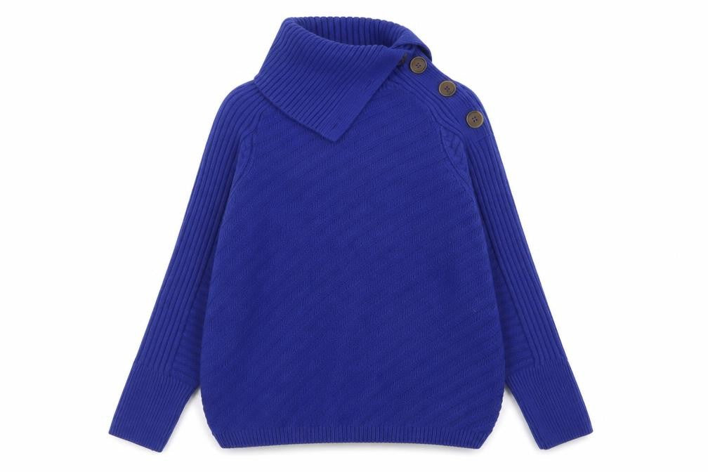 Marks and Spencer Womens Blue High Neck  Acrylic Pullover Jumper Size S