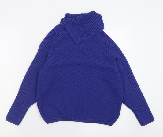 Marks and Spencer Womens Blue High Neck  Acrylic Pullover Jumper Size S
