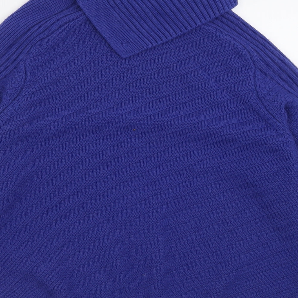 Marks and Spencer Womens Blue High Neck  Acrylic Pullover Jumper Size S