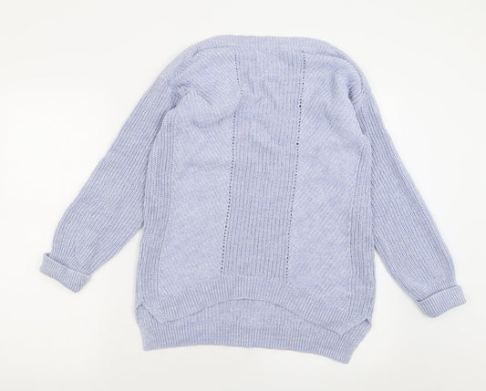 Marks and Spencer Womens Blue Crew Neck  Cotton Pullover Jumper Size S