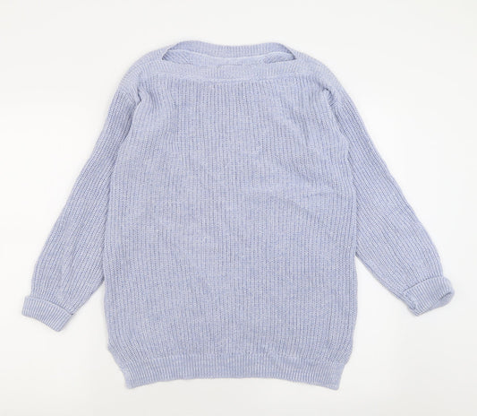 Marks and Spencer Womens Blue Crew Neck  Cotton Pullover Jumper Size S