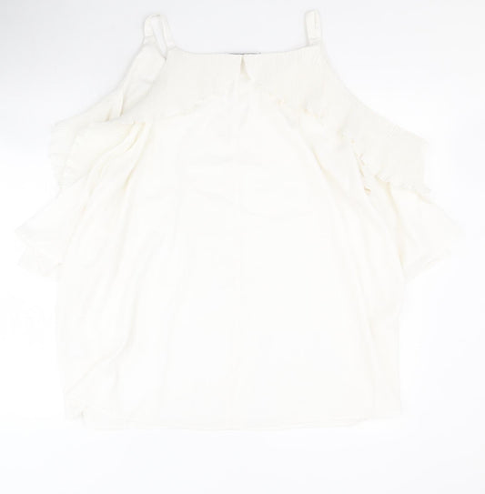 KOKO Womens White  Polyester Basic Blouse Size 22 Round Neck