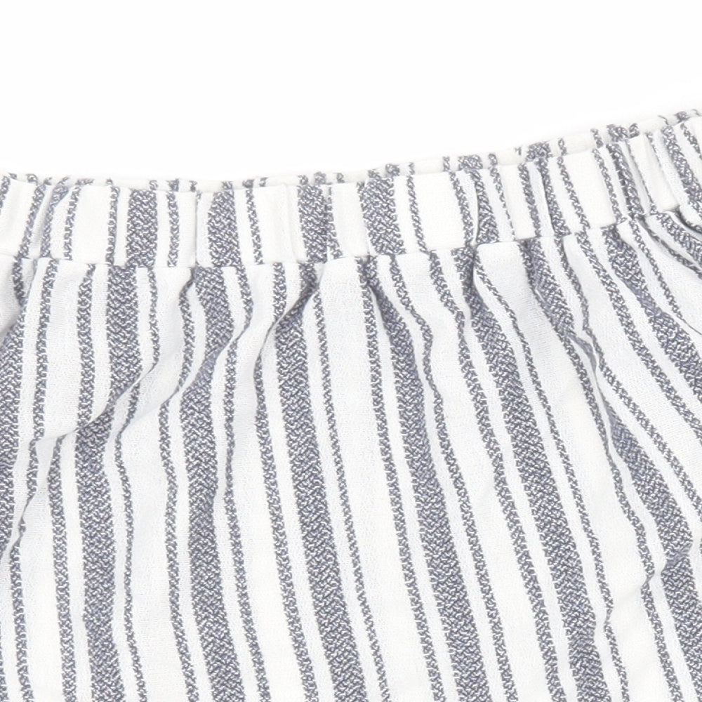 Topshop Womens White Striped Polyester Basic Blouse Size 6 Off the Shoulder