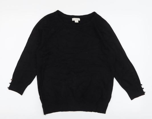 Monsoon Womens Black Round Neck  Viscose Pullover Jumper Size 12