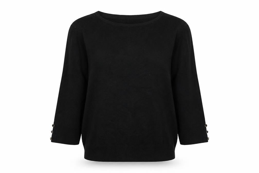 Monsoon Womens Black Round Neck  Viscose Pullover Jumper Size 12