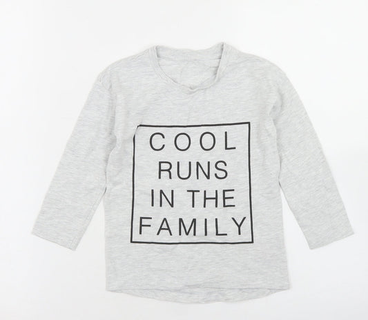 Dunnes Stores Girls Grey  Cotton Basic T-Shirt Size 2-3 Years Crew Neck  - Cool Runs in the Family