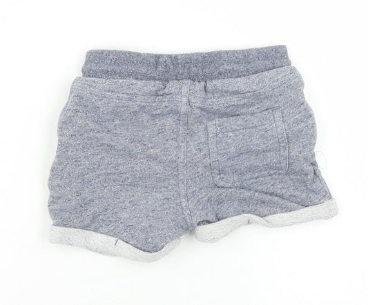 Marks and Spencer Boys Blue  Cotton Cropped Trousers Size 18 Months  Drawstring