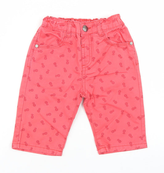 Dunnes Stores Boys Pink Geometric Cotton Chino Shorts Size 3-4 Years  Regular  - Pineapple Print