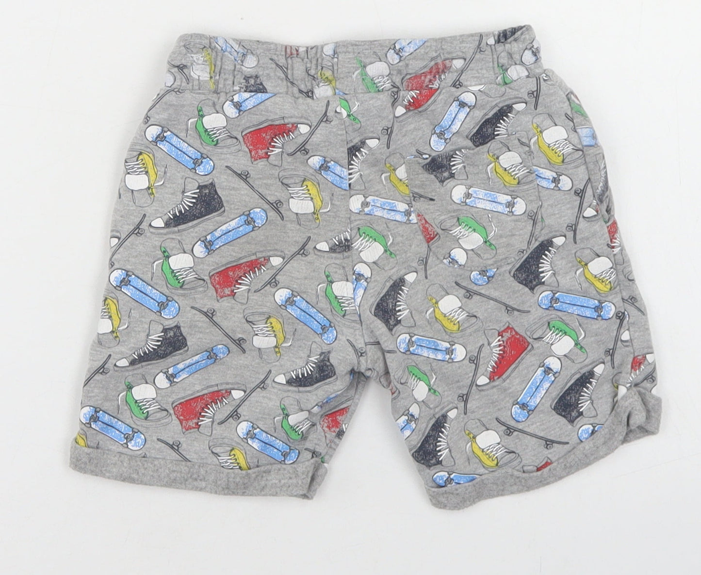 Urban Rascals Boys Grey Geometric Cotton Sweat Shorts Size 3 Years  Regular Drawstring - Skateboards