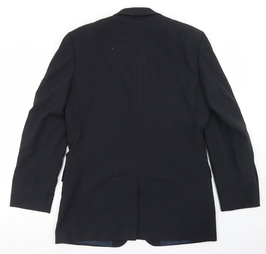 Jonathon Adams Mens Black  Polyester Jacket Blazer Size 38