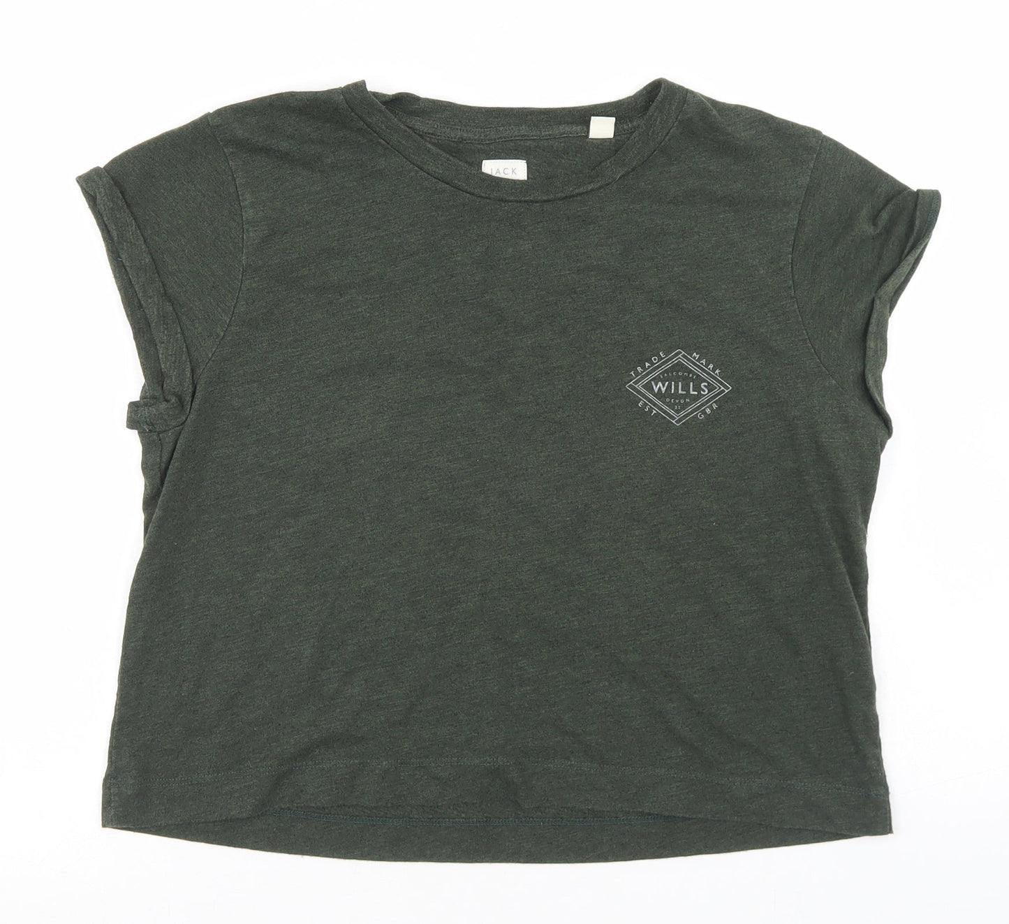 Jack Wills Womens Green  Cotton Basic T-Shirt Size 6 Crew Neck