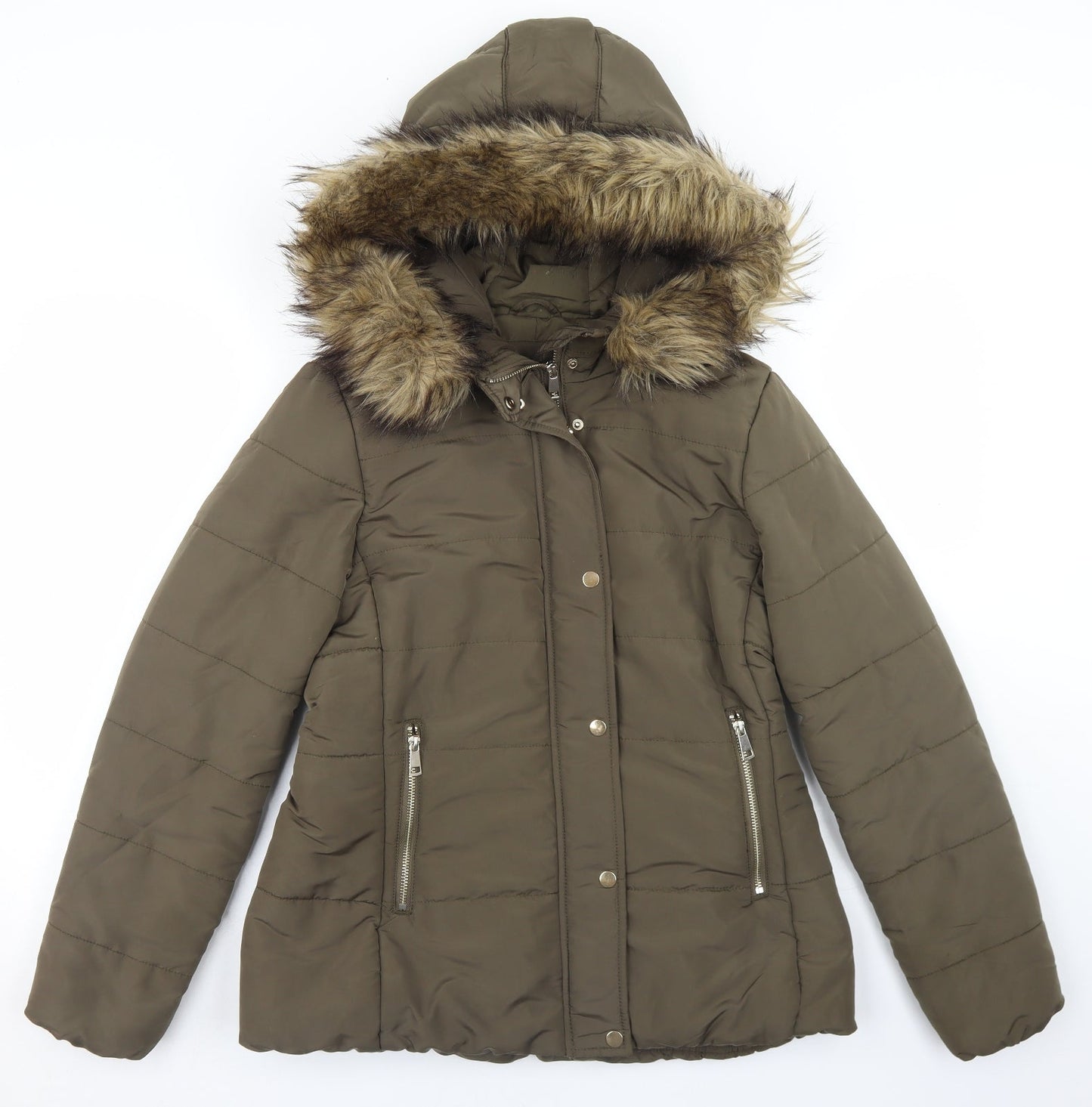H&M Womens Green   Parka Coat Size 10  Zip