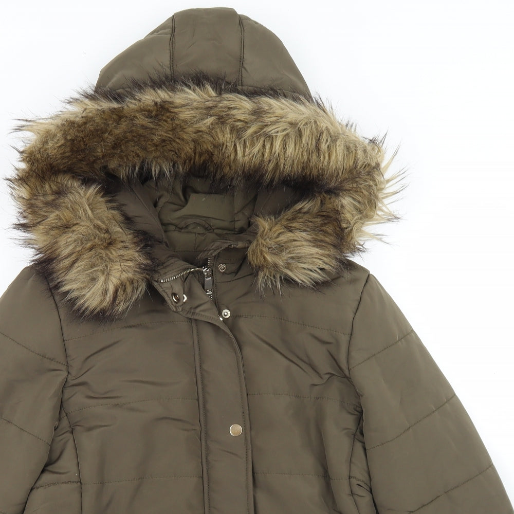 H&M Womens Green   Parka Coat Size 10  Zip