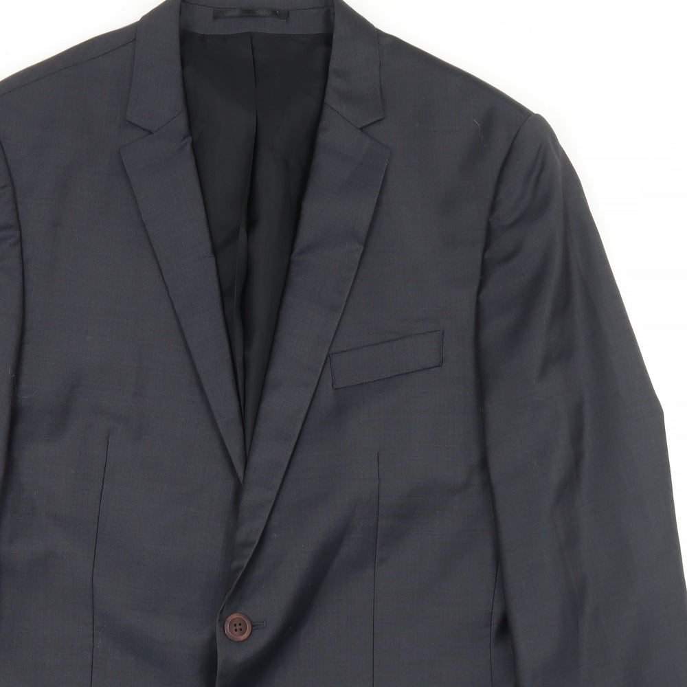 River Island Mens Blue  Wool Jacket Blazer Size 42