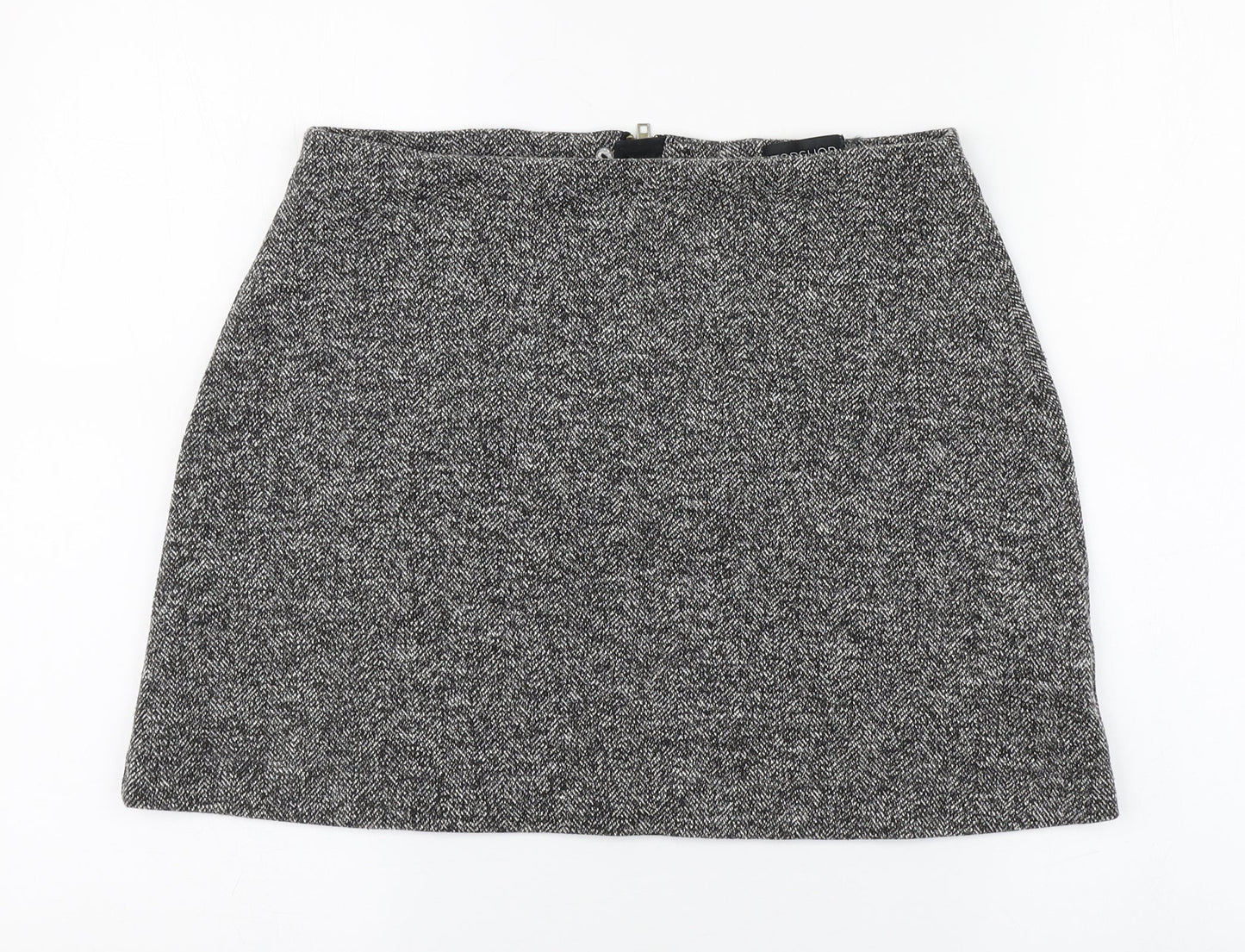 Topshop Womens Grey  Cotton Straight & Pencil Skirt Size 12   Zip