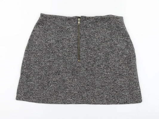 Topshop Womens Grey  Cotton Straight & Pencil Skirt Size 12   Zip