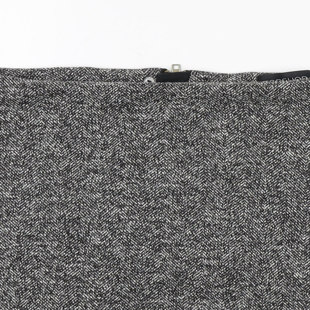 Topshop Womens Grey  Cotton Straight & Pencil Skirt Size 12   Zip
