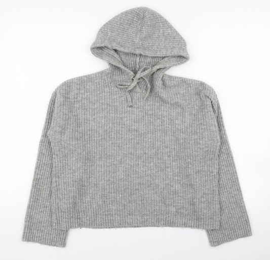 Urban Biss Womens Grey Round Neck  Acrylic Pullover Jumper Size 10