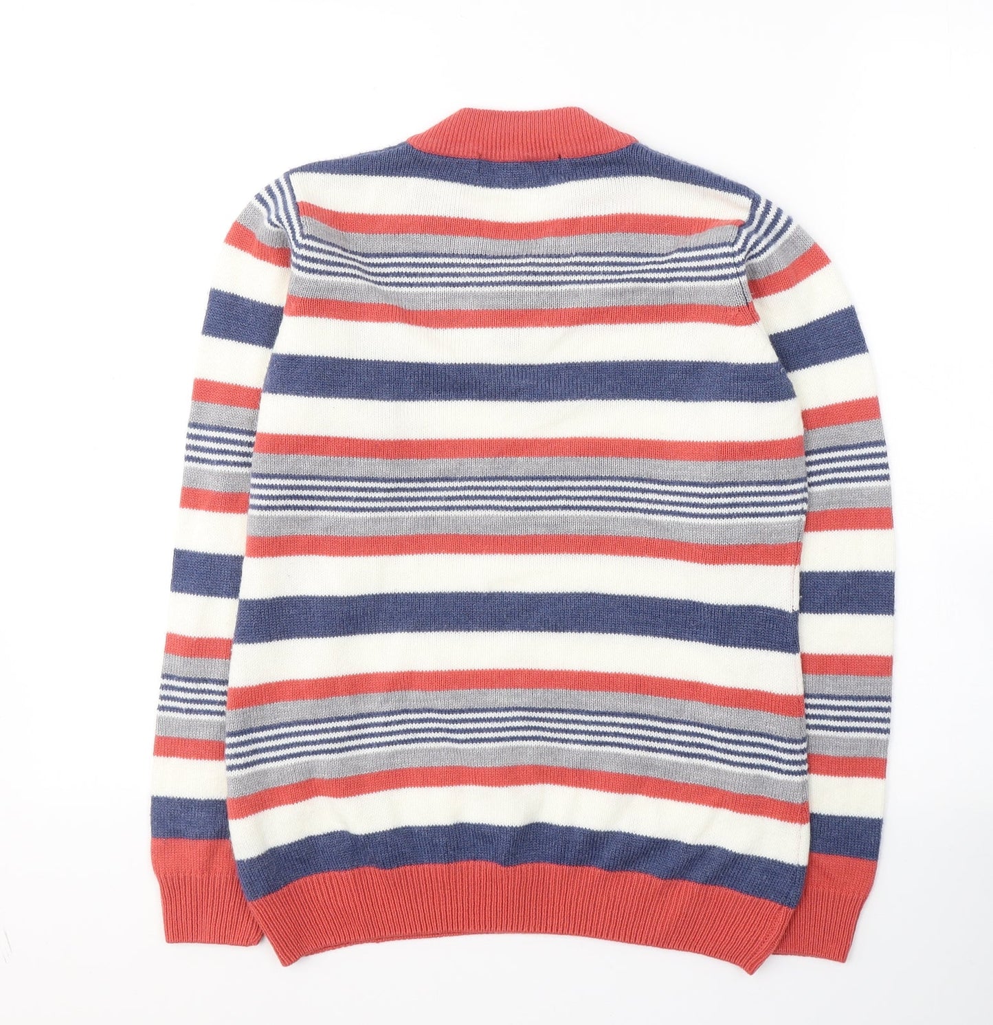 Isle Womens Multicoloured V-Neck Striped Acrylic Pullover Jumper Size 10