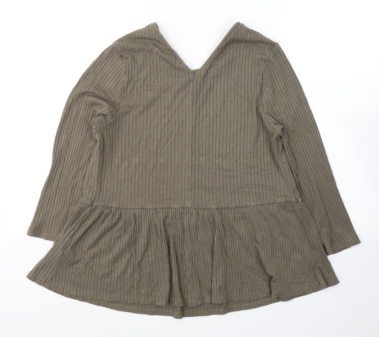 Capsule Womens Green  Viscose Jersey Blouse Size 16 Round Neck