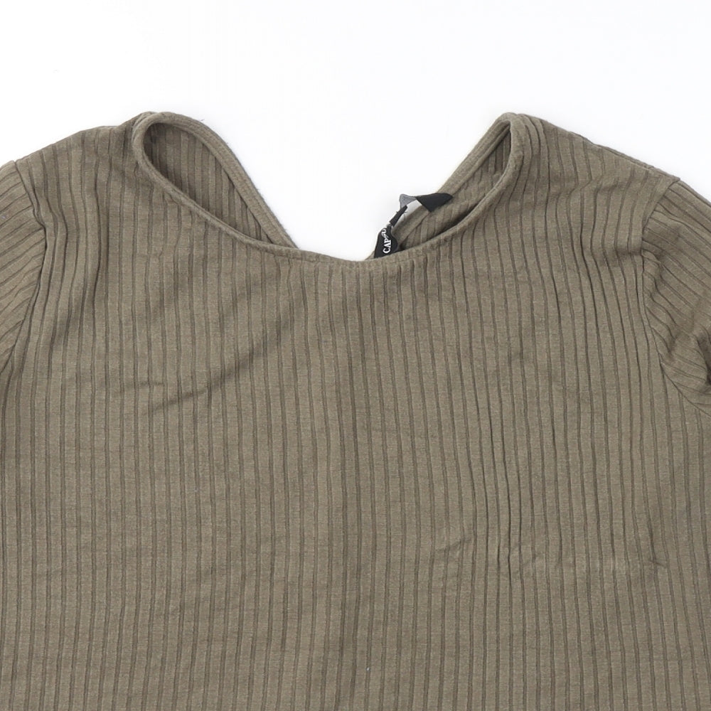 Capsule Womens Green  Viscose Jersey Blouse Size 16 Round Neck