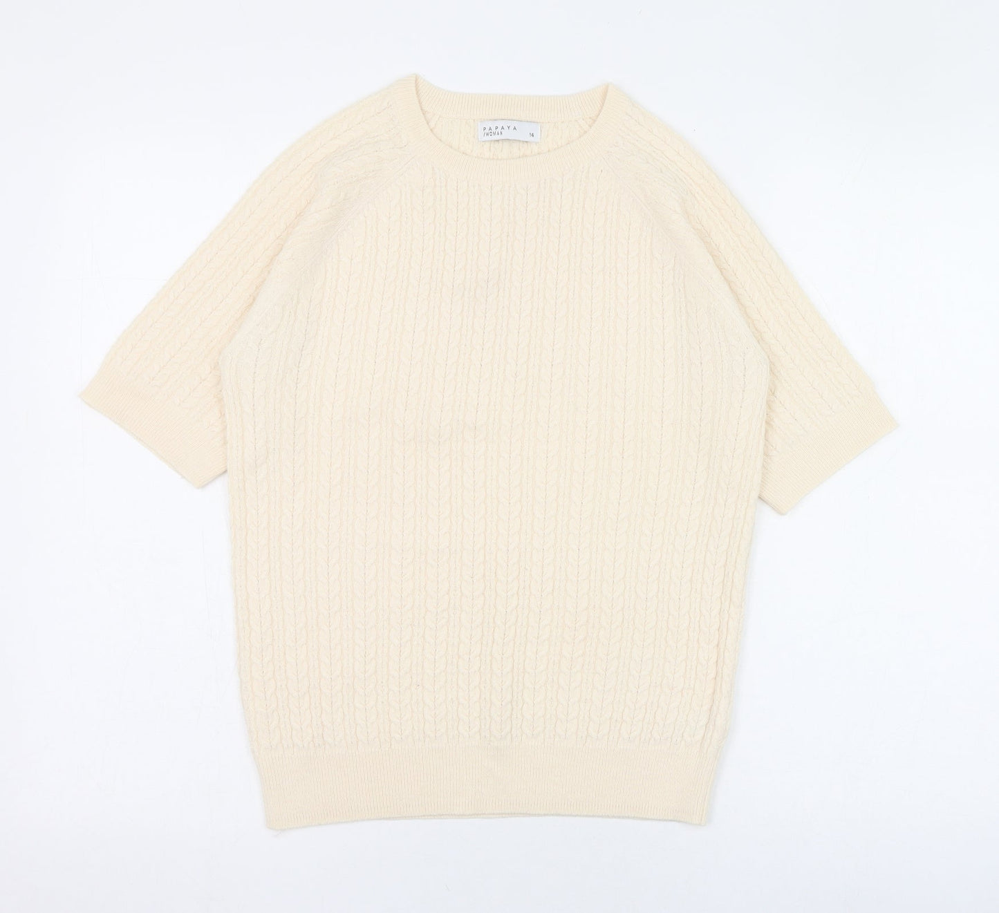 Papaya Womens Ivory Roll Neck  Acrylic Pullover Jumper Size 14