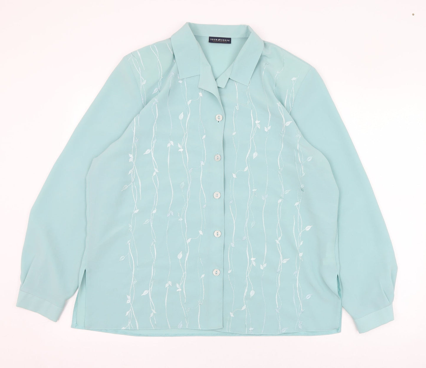 Your Sixth Sense Womens Green  Polyester Basic Button-Up Size 16 Collared
