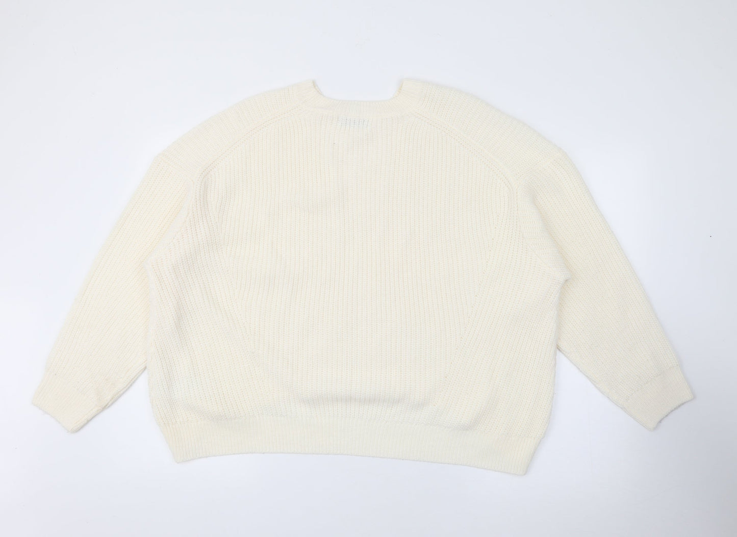 Simply Be Womens Ivory Crew Neck  Acrylic Pullover Jumper Size M