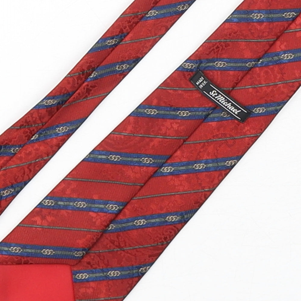 StMichael Mens Multicoloured Striped Polyester Pointed Tie One Size