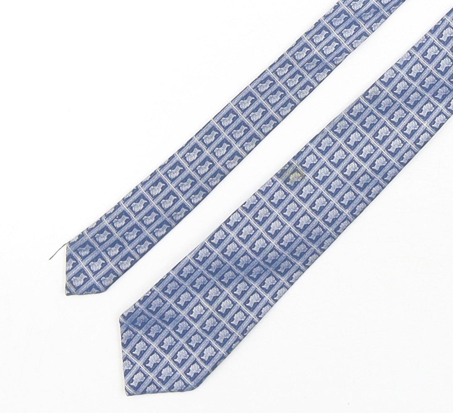 Peter Klinger  Mens Blue Geometric Polyester Pointed Tie One Size