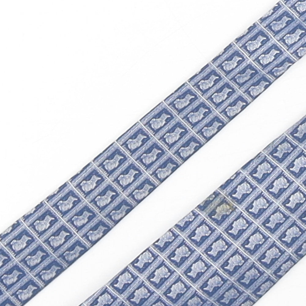 Peter Klinger  Mens Blue Geometric Polyester Pointed Tie One Size