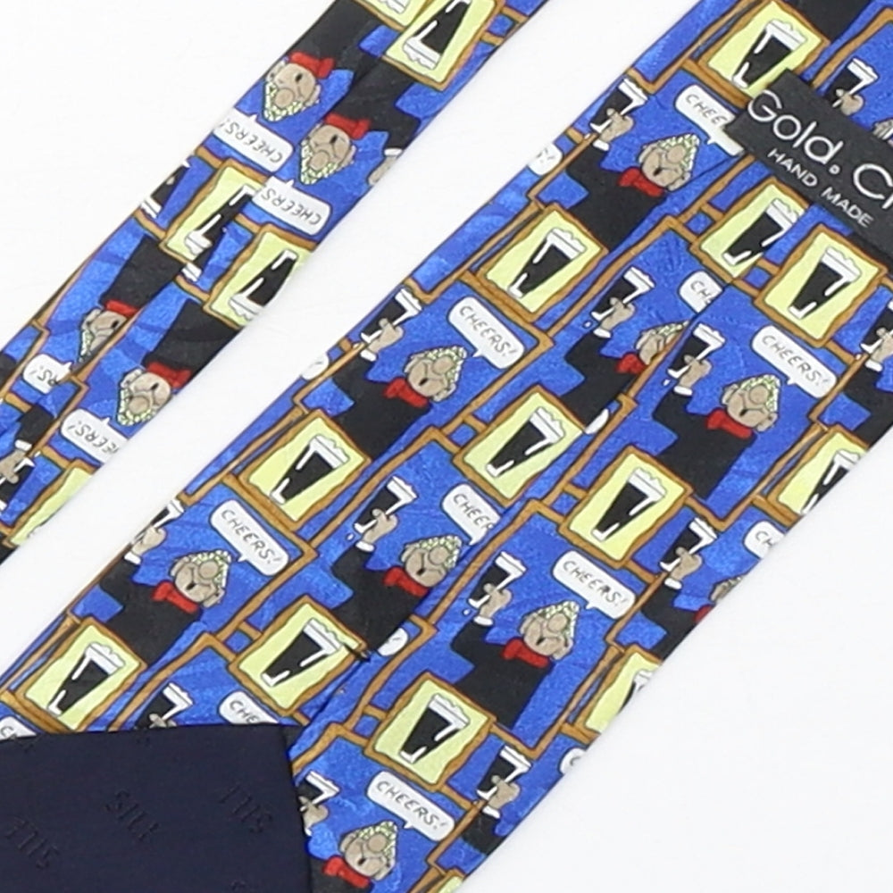 Gold City  Mens Multicoloured Geometric Polyester Pointed Tie One Size