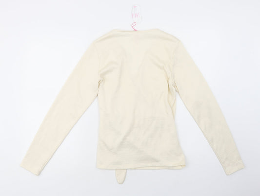 Savida Womens Ivory  Polyester Basic Blouse Size S V-Neck