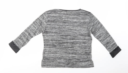 Exhibit One Womens Grey  Polyester Basic Blouse Size M Crew Neck