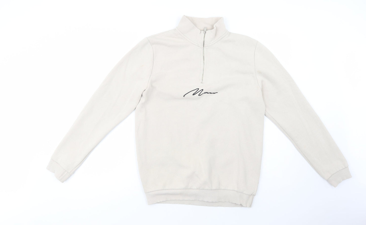 Boohoo Man Mens Beige  Cotton Pullover Sweatshirt Size S