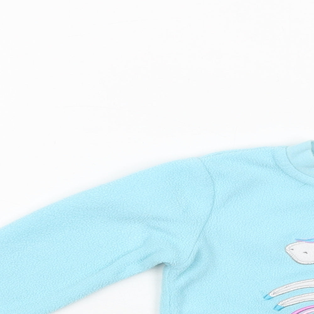 Dunnes Stores Baby Blue  Polyester Basic Blouse Size 12-18 Months Crew Neck Pullover - Unicorn