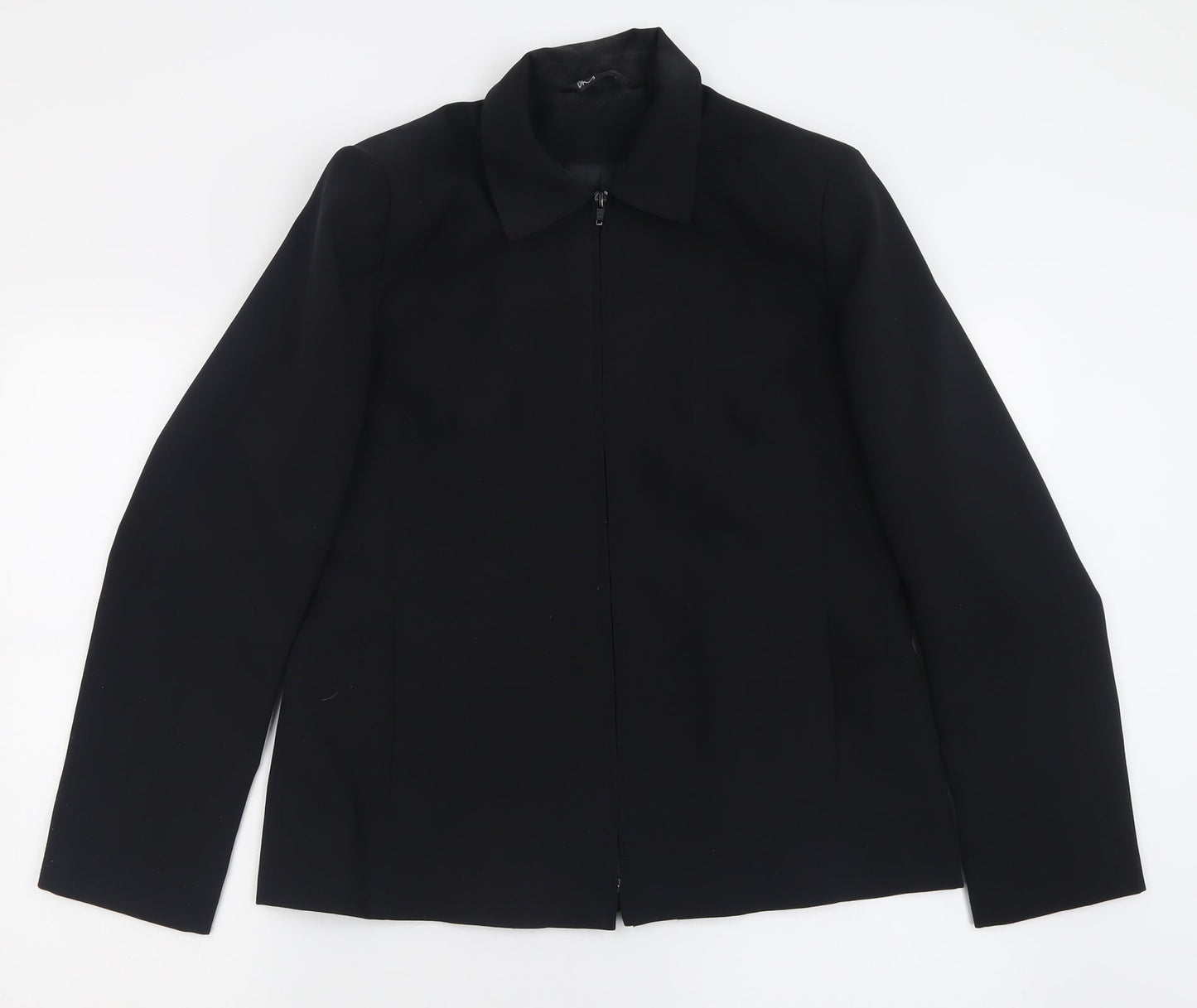 BHS Womens Black   Jacket  Size 12  Zip - Padded Shoulders