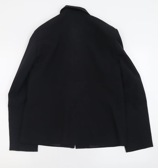 BHS Womens Black   Jacket  Size 12  Zip - Padded Shoulders