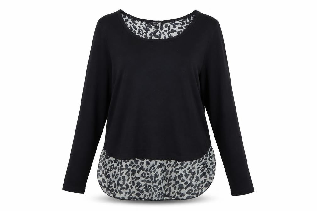 Stella Morgan Womens Black Crew Neck Animal Print Cotton Pullover Jumper Size 8