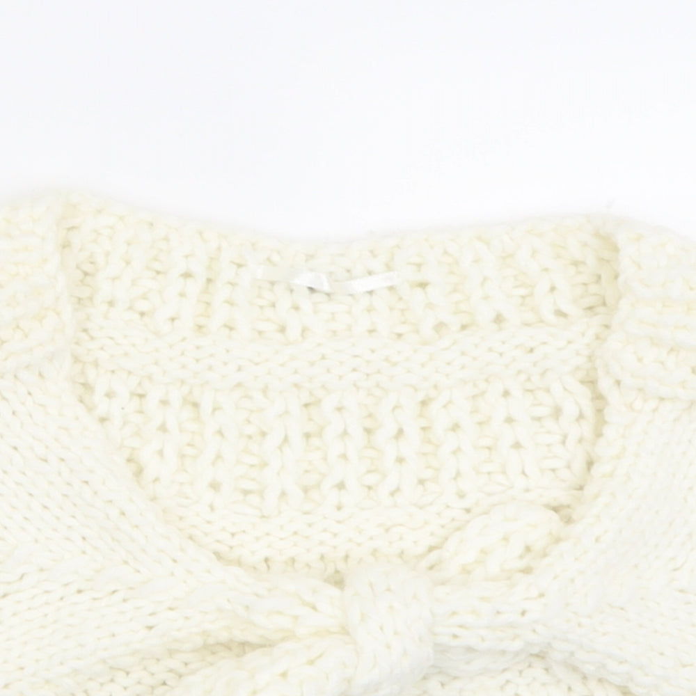 RJR.John Rocha Womens White V-Neck  Acrylic Cape Jumper One Size